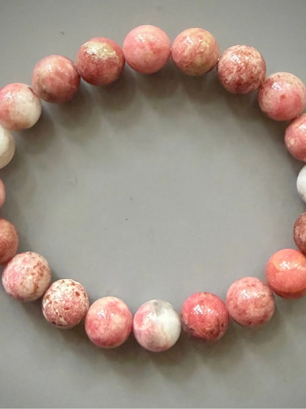 Natural Pink Rhodonite Handcrafted Bead Bracelet